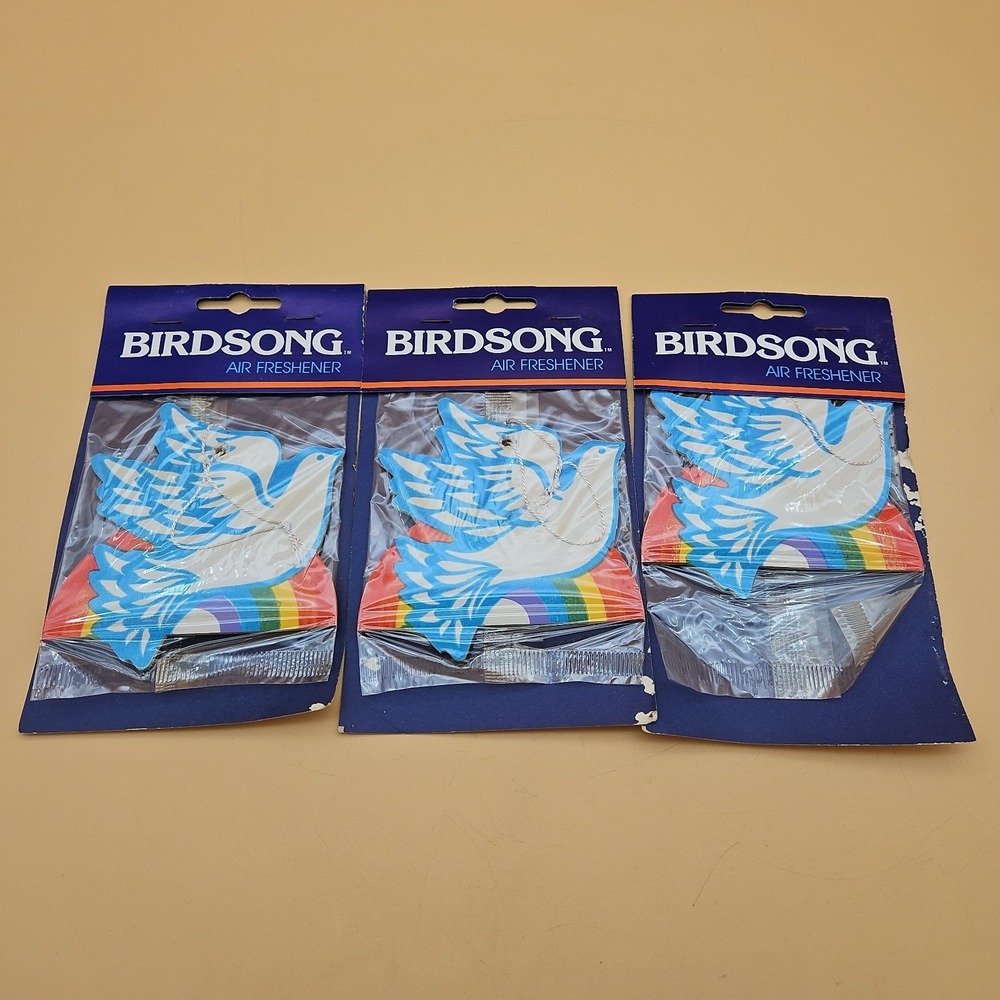 Vintage Birdsong Car Air Fresheners 1987 NOS Lot Of 3 Hippie Style Rainbow